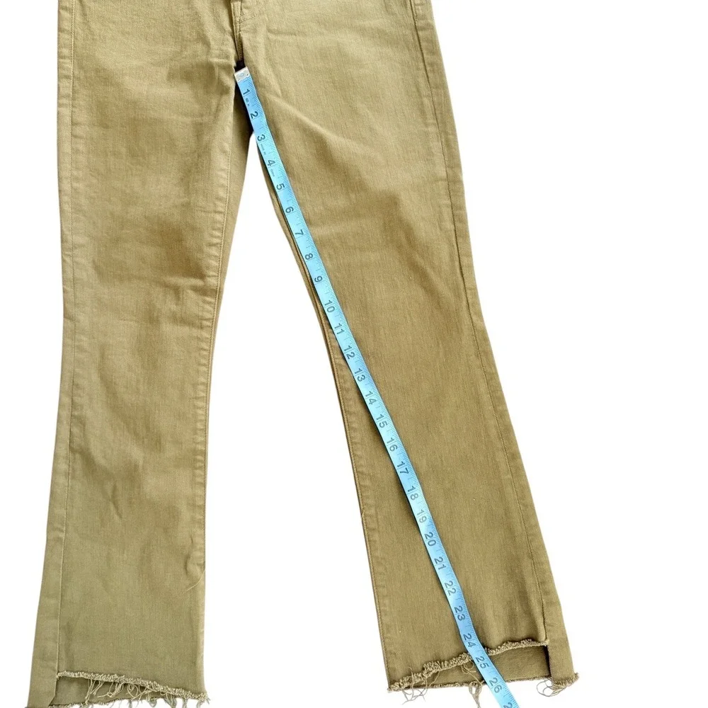 MOTHER The Insider Crop‎ Step Fray Jeans Fir Green 1157-753 Olive Size 26